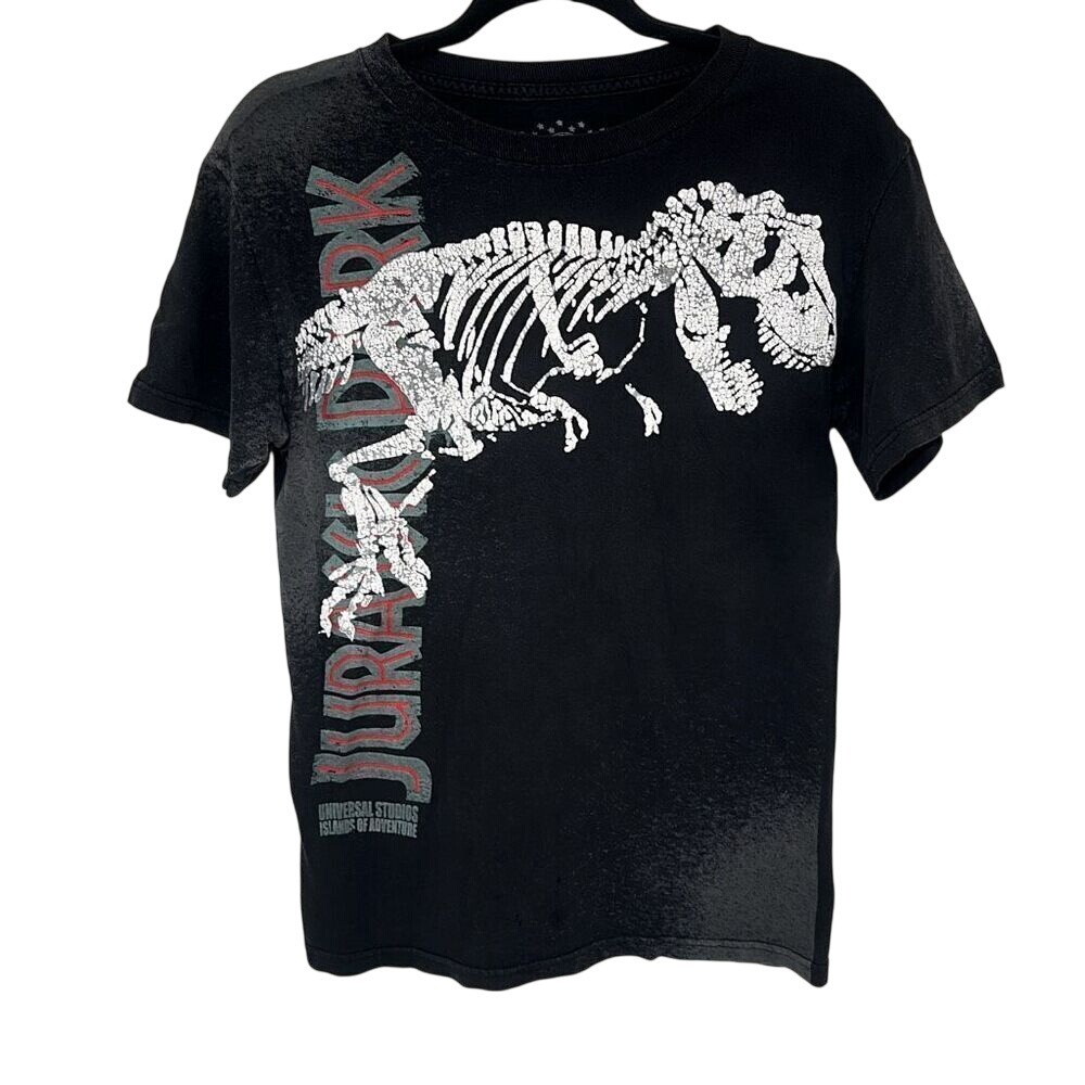 Vintage 2000's Universal Studios Mens Black Jurassic Park Cotton T-Shirt Small